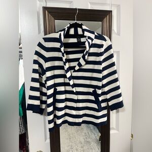Jenvie New York Navy Blue and White striped blazer